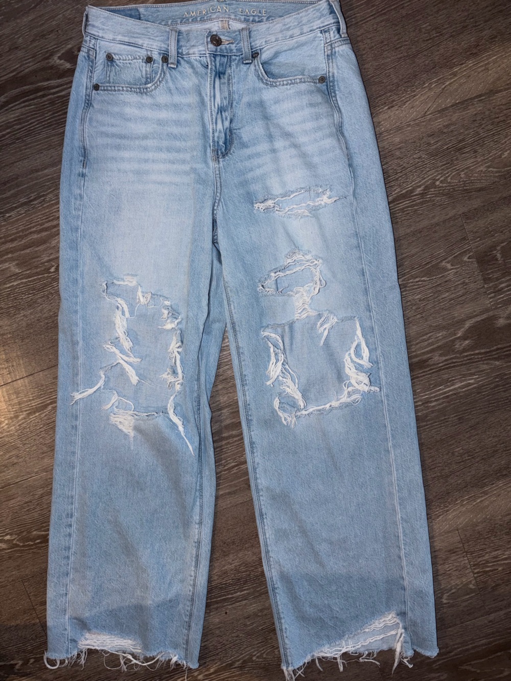 American Eagle Outfitters Light Wash Distressed Flare Jeans
